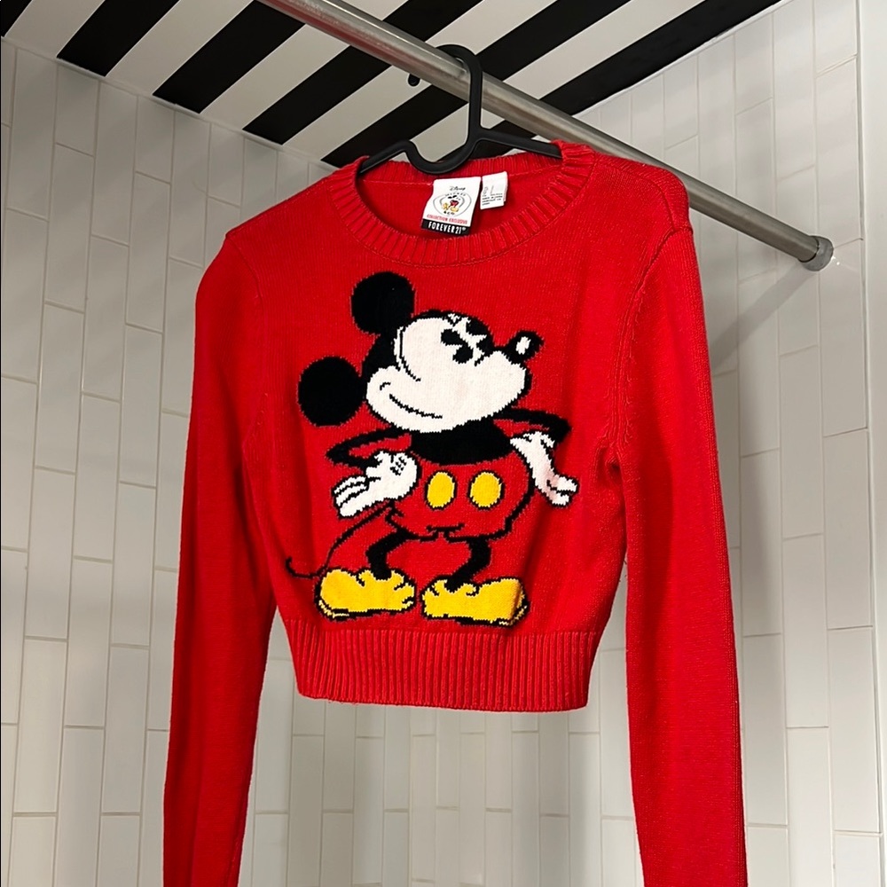 Forever 21 x Disney “Mickey & Co.” Cropped Red Sweater (size S)